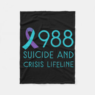 Suicide Prevention 988 - Suicide Awareness - Black Fleecefilt
