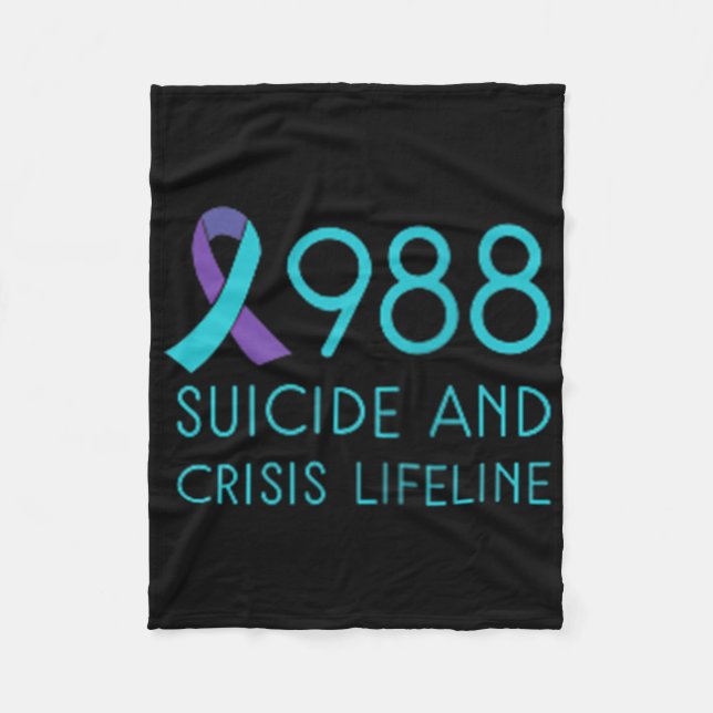 Suicide Prevention 988 - Suicide Awareness - Black Fleecefilt (Framsidan)