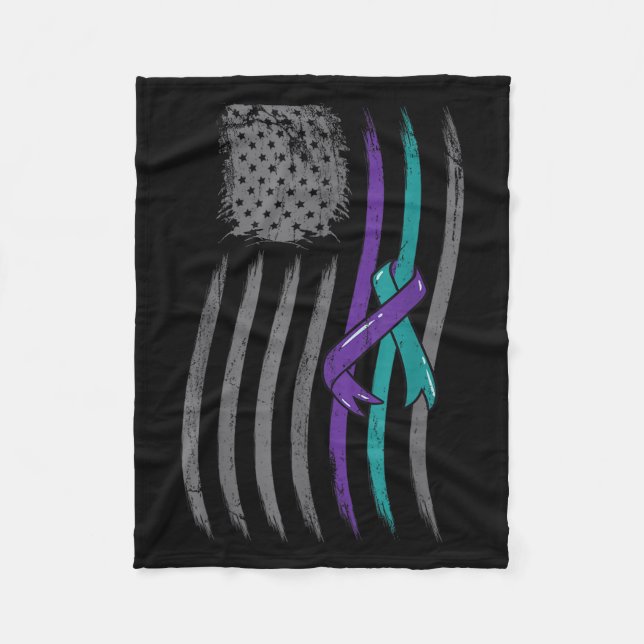 Suicide Prevention American Flag Purple Awareness  Fleecefilt (Framsidan)