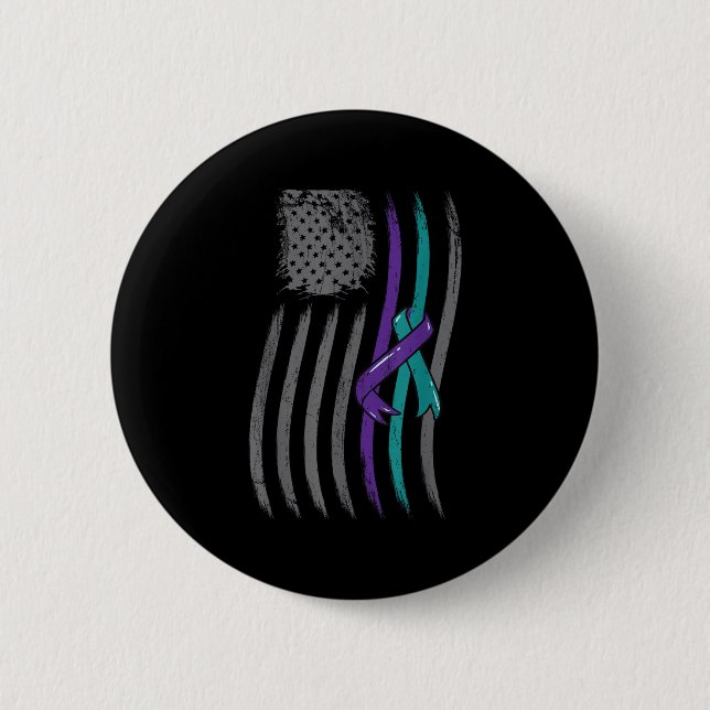 Suicide Prevention American Flag Purple Awareness  Knapp (Framsida)