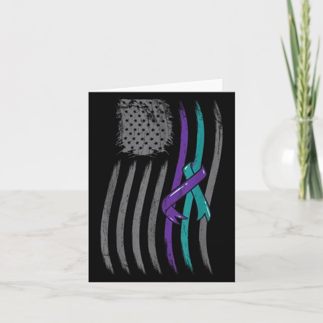 Suicide Prevention American Flag Purple Awareness  Kort (Framsida)