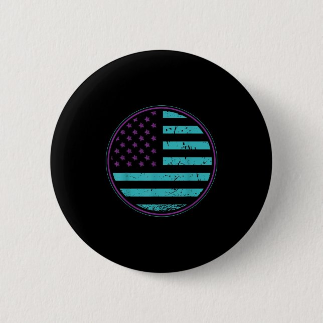Suicide Prevention American Flag Wear Teal Purple  Knapp (Framsida)
