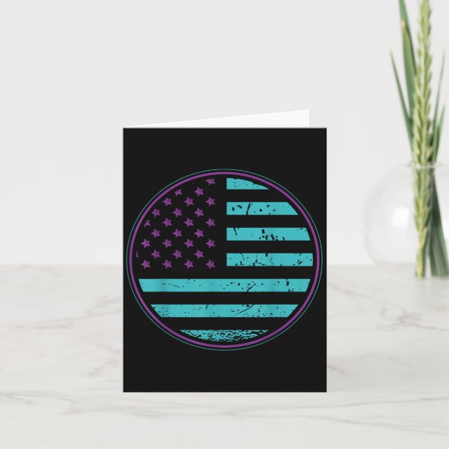Suicide Prevention American Flag Wear Teal Purple  Kort (Framsida)