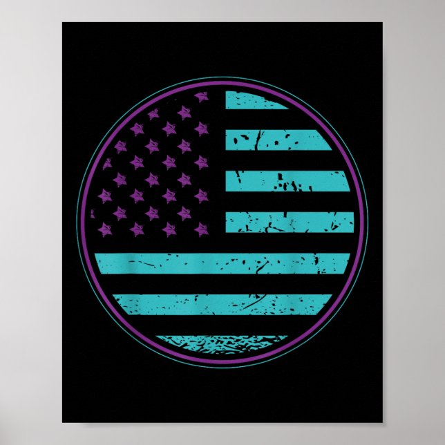Suicide Prevention American Flag Wear Teal Purple  Poster (Framsidan)