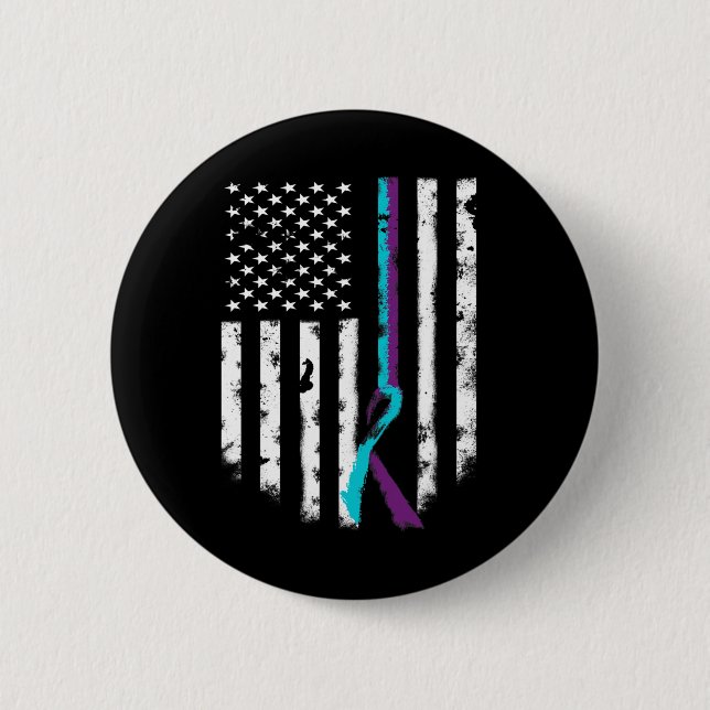 Suicide Prevention American Flagga Awareness Ribbo Knapp (Framsida)