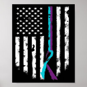 Suicide Prevention American Flagga Awareness Ribbo Poster