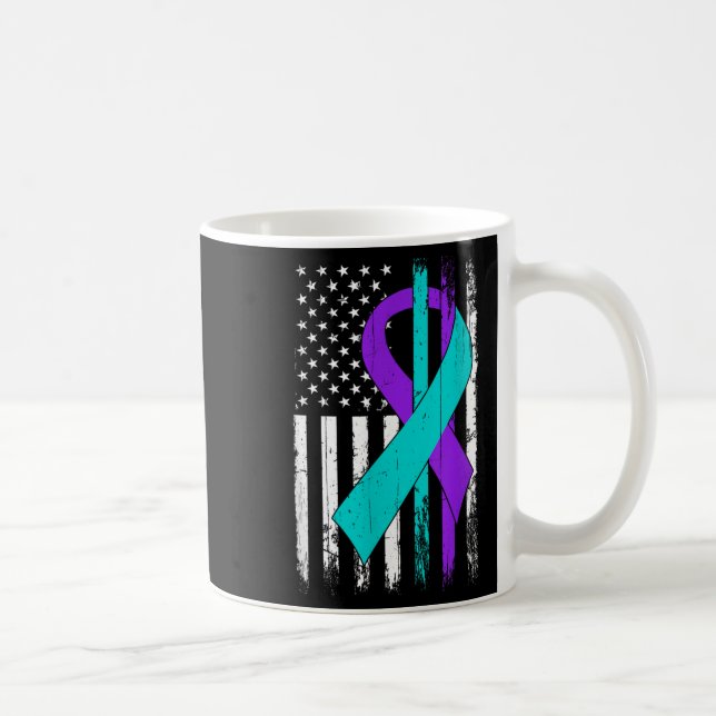Suicide Prevention Awareness American Flag  Kaffemugg (Höger)