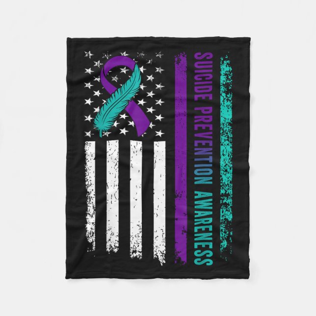 Suicide Prevention Awareness American Flag Ribbon  Fleecefilt (Framsidan)