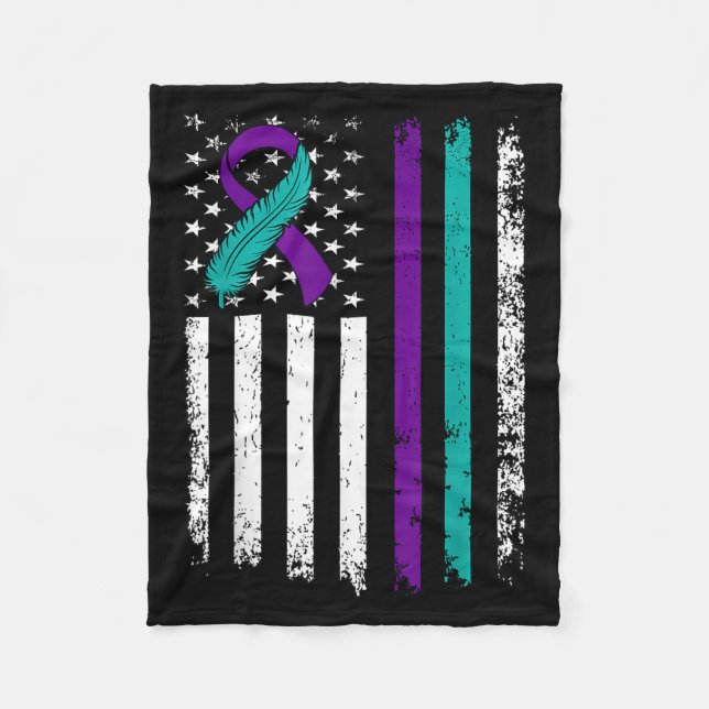 Suicide Prevention Awareness American Flag Ribbon  Fleecefilt (Framsidan)