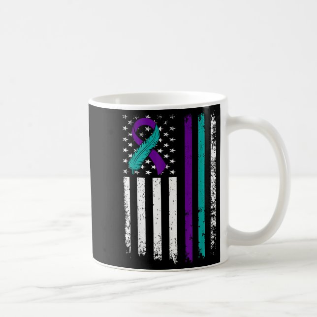 Suicide Prevention Awareness American Flag Ribbon  Kaffemugg (Höger)
