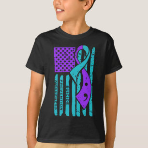 Suicide Prevention Awareness American Flagga Semic T Shirt