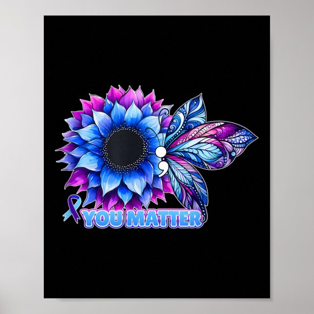 Suicide Prevention Awareness Butterfly Semicolon  Poster (Framsidan)