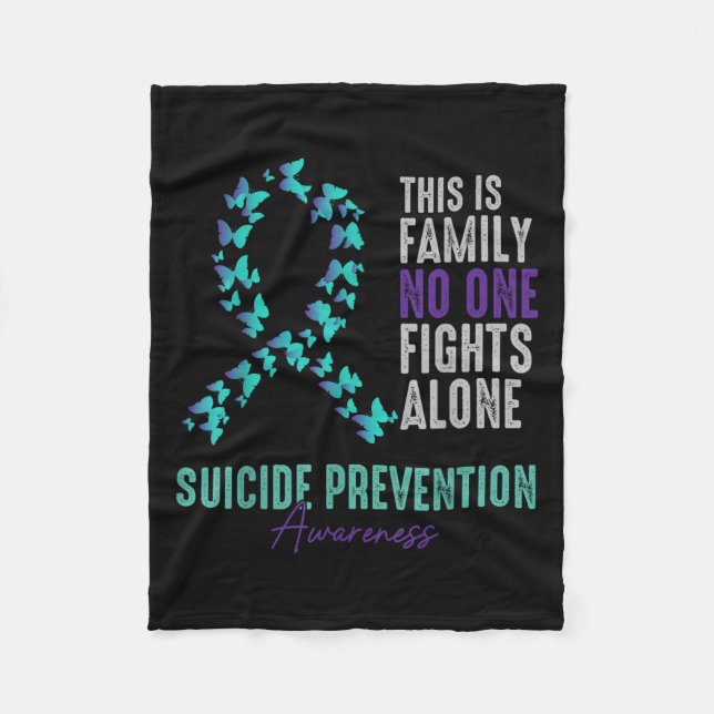 Suicide Prevention Awareness Butterfly Teal Purple Fleecefilt (Framsidan)