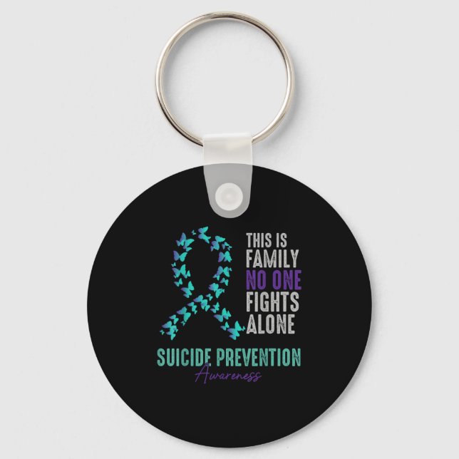 Suicide Prevention Awareness Butterfly Teal Purple Nyckelring (Framsida)