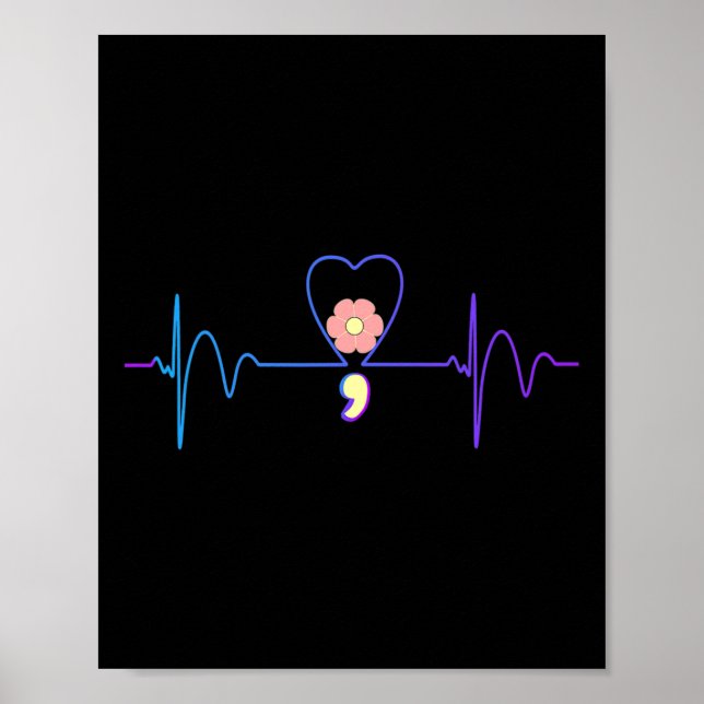 Suicide Prevention Awareness Hjärtslag Semi Poster (Framsidan)