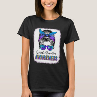 Suicide Prevention Awareness Messy Bun Hair Woman T Shirt