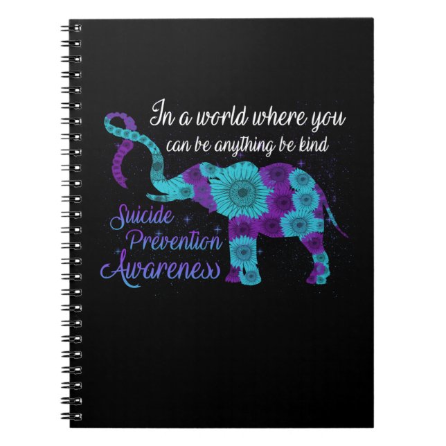 Suicide Prevention Awareness Solros Elephant Anteckningsbok (Framsidan)