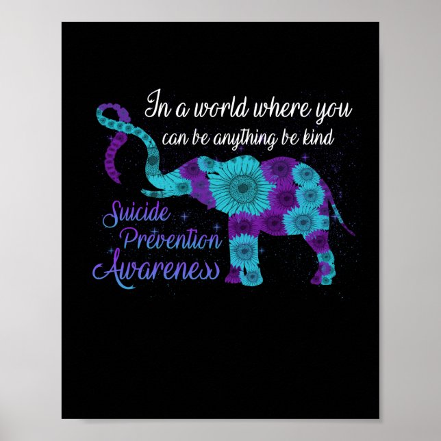 Suicide Prevention Awareness Solros Elephant Poster (Framsidan)