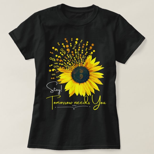 Suicide Prevention Awareness Solros Semicolon S T Shirt (Design framsida)