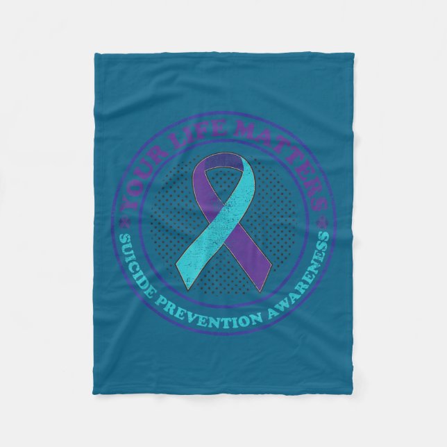 Suicide Prevention Awareness Teal &amp; Purple Rib Fleecefilt (Framsidan)