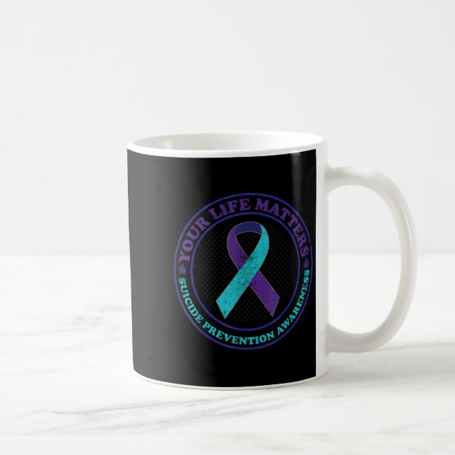 Suicide Prevention Awareness Teal &amp; Purple Rib Kaffemugg (Höger)