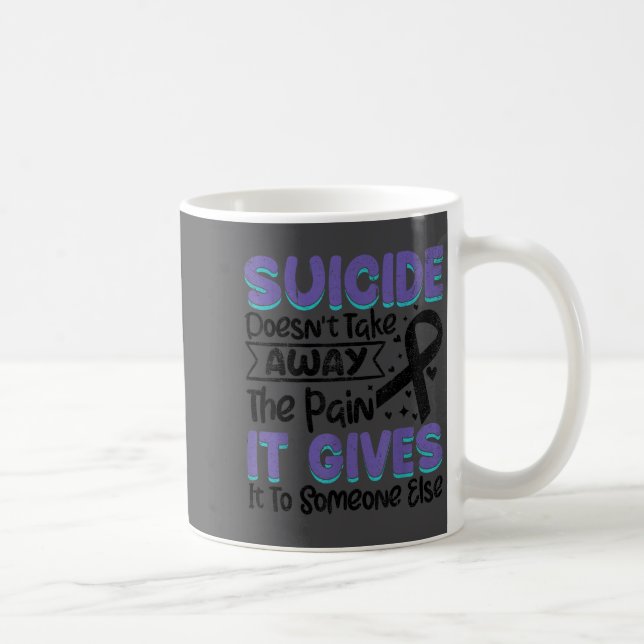 Suicide Prevention Awareness Teal &amp; Purple Rib Kaffemugg (Höger)