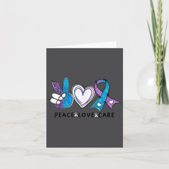 Suicide Prevention Awareness Teal &amp; Purple Rib Kort (Framsida)