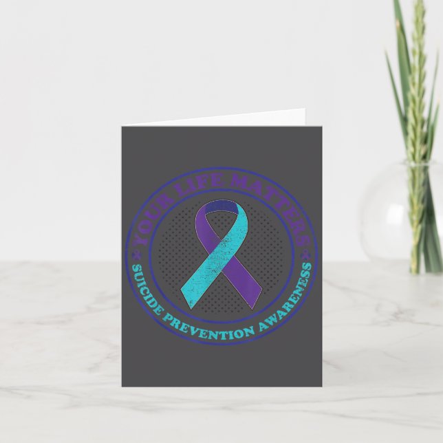 Suicide Prevention Awareness Teal &amp; Purple Rib Kort (Framsida)