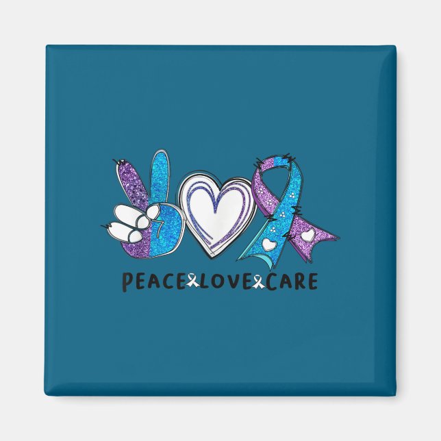 Suicide Prevention Awareness Teal &amp; Purple Rib Magnet (Framsidan)