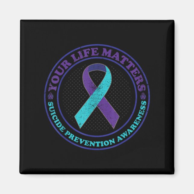 Suicide Prevention Awareness Teal &amp; Purple Rib Magnet (Framsidan)