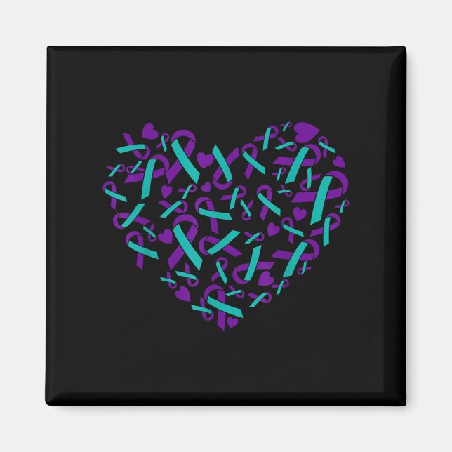 Suicide Prevention Awareness Teal &amp; Purple Rib Magnet (Framsidan)