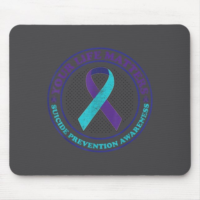 Suicide Prevention Awareness Teal &amp; Purple Rib Musmatta (Framsidan)