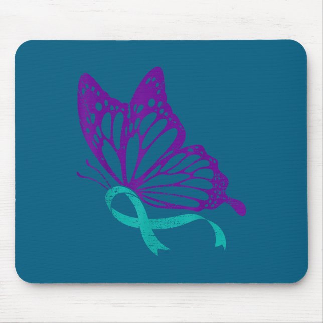 Suicide Prevention Awareness Teal &amp; Purple Rib Musmatta (Framsidan)