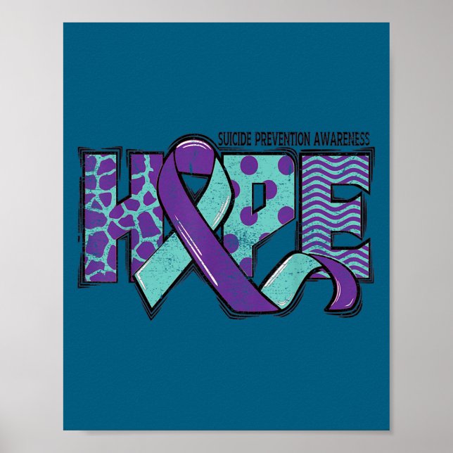 Suicide Prevention Awareness Teal &amp; Purple Rib Poster (Framsidan)