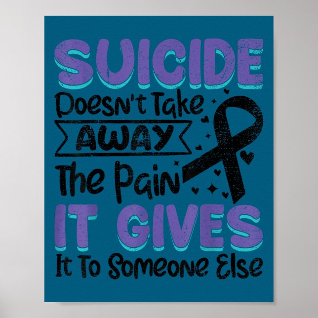 Suicide Prevention Awareness Teal &amp; Purple Rib Poster (Framsidan)