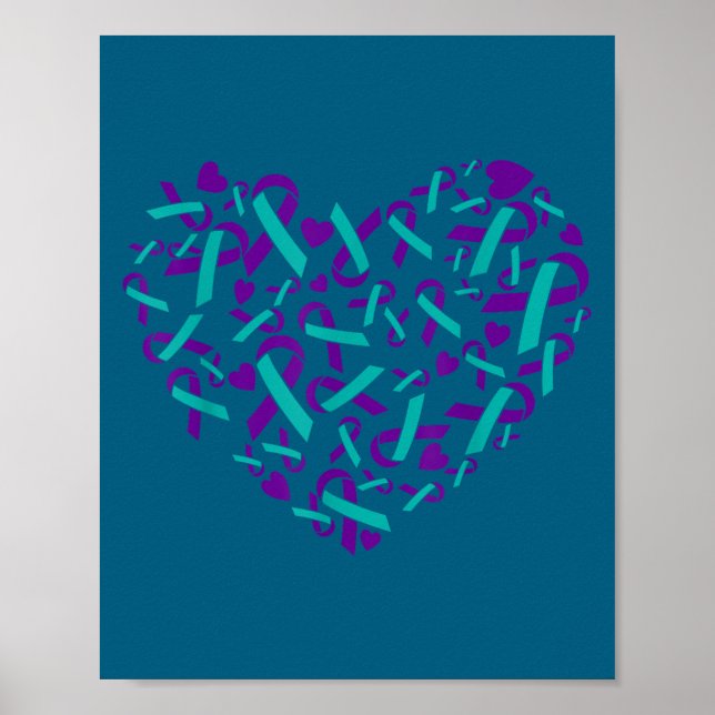 Suicide Prevention Awareness Teal &amp; Purple Rib Poster (Framsidan)