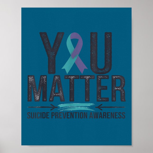 Suicide Prevention Awareness Teal &amp; Purple Rib Poster (Framsidan)