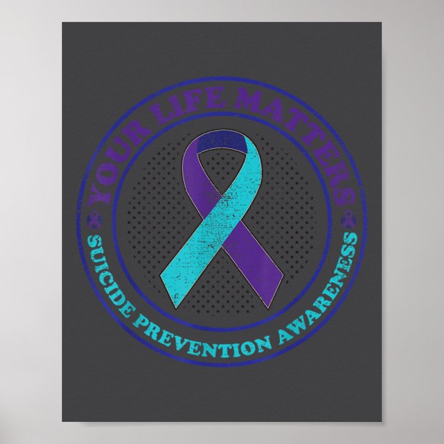 Suicide Prevention Awareness Teal &amp; Purple Rib Poster (Framsidan)