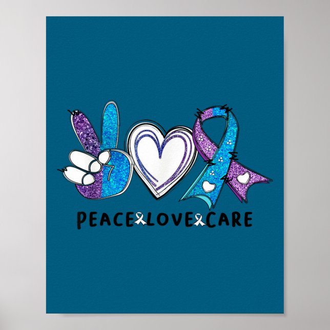 Suicide Prevention Awareness Teal &amp; Purple Rib Poster (Framsidan)