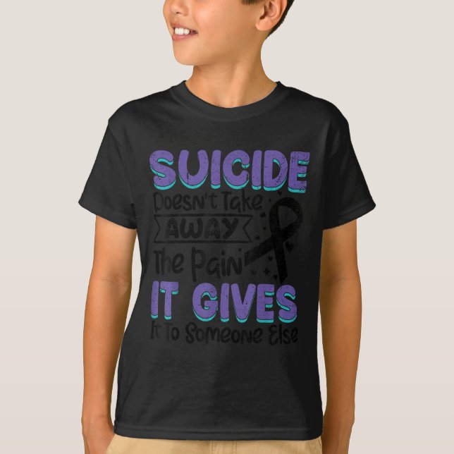 Suicide Prevention Awareness Teal &amp; Purple Rib T Shirt (Framsida)