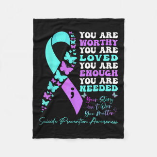 Suicide Prevention Awareness Teal Purple Ribbon Bu Fleecefilt
