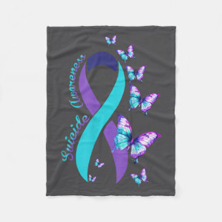 Suicide Prevention Awareness Teal Purple Ribbon Bu Fleecefilt