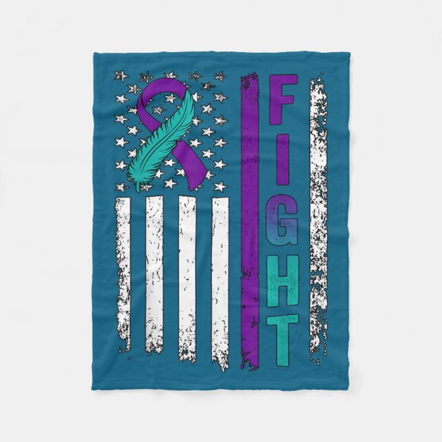 Suicide Prevention Awareness Usa American Flag Rib Fleecefilt (Framsidan)