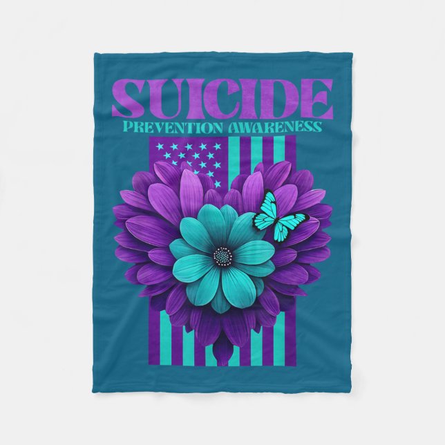 Suicide Prevention Awareness Usa Flag  Fleecefilt (Framsidan)