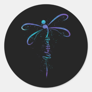 Suicide Prevention Awareness Warrior Dragonfly Sem Runt Klistermärke