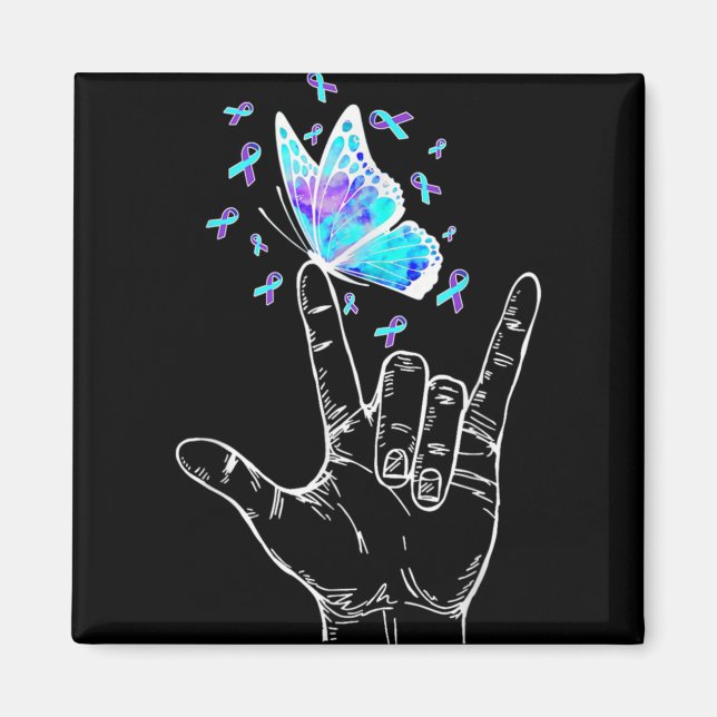 Suicide Prevention Awareness Week Butterfly Love H Magnet (Framsidan)