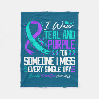 Suicide Prevention I Wear Teal And Purple Mental H Fleecefilt
