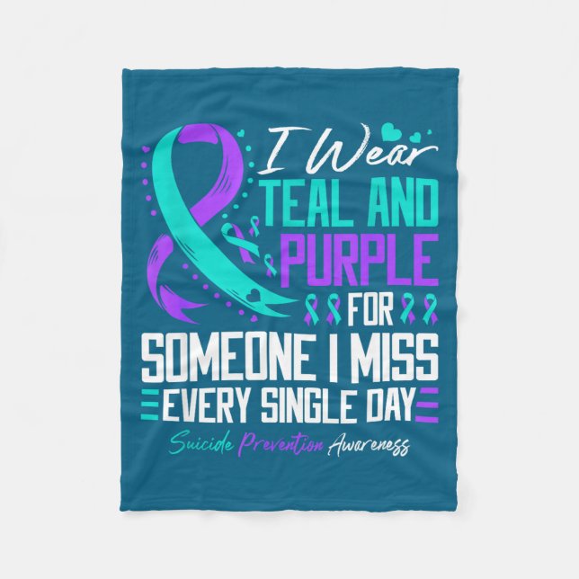 Suicide Prevention I Wear Teal And Purple Mental H Fleecefilt (Framsidan)