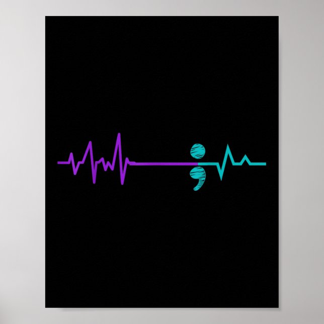 Suicide Prevention Shirt Awareness Semicolon Stann Poster (Framsidan)