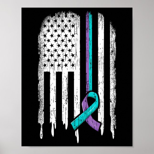 Suicide Prevention Shirt USA flagga Ribbon Suicide Poster (Framsidan)